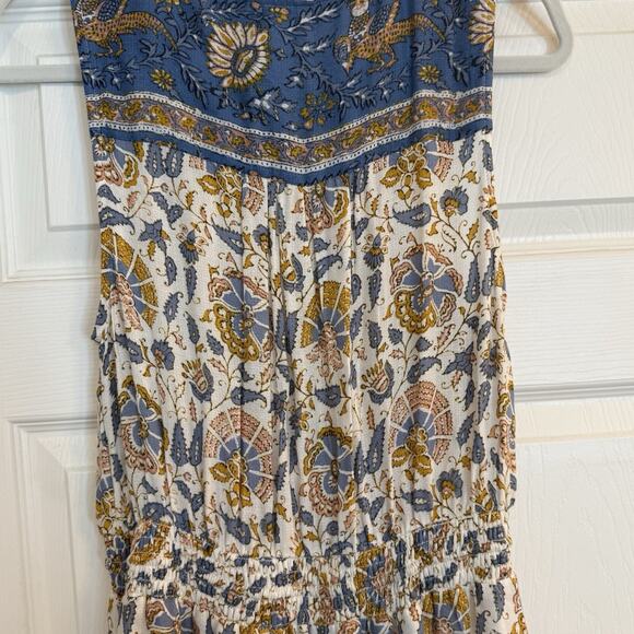 Lucky Brand Felice Maxi Dress Sz Small Hi-Low Floral Drawstring Waist Boho Fairy - Picture 6 of 14